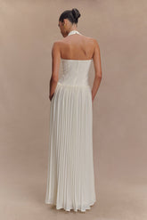 Stacie Pleated Halter Maxi Dress - Ivory